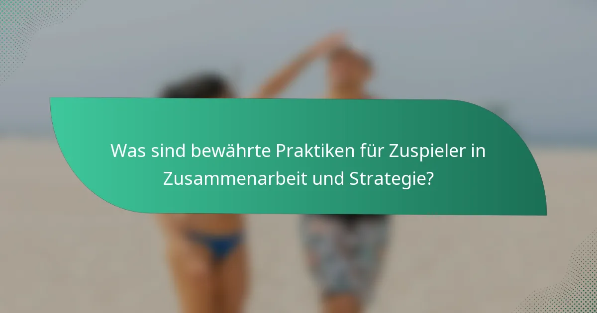 Was sind bewährte Praktiken für Zuspieler in Zusammenarbeit und Strategie?