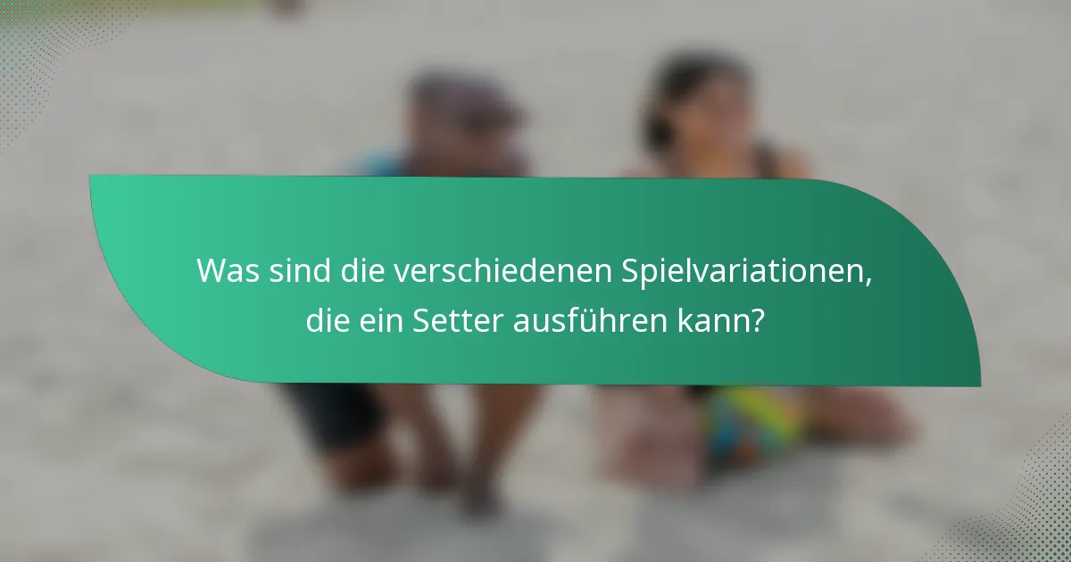 Was sind die verschiedenen Spielvariationen, die ein Setter ausführen kann?