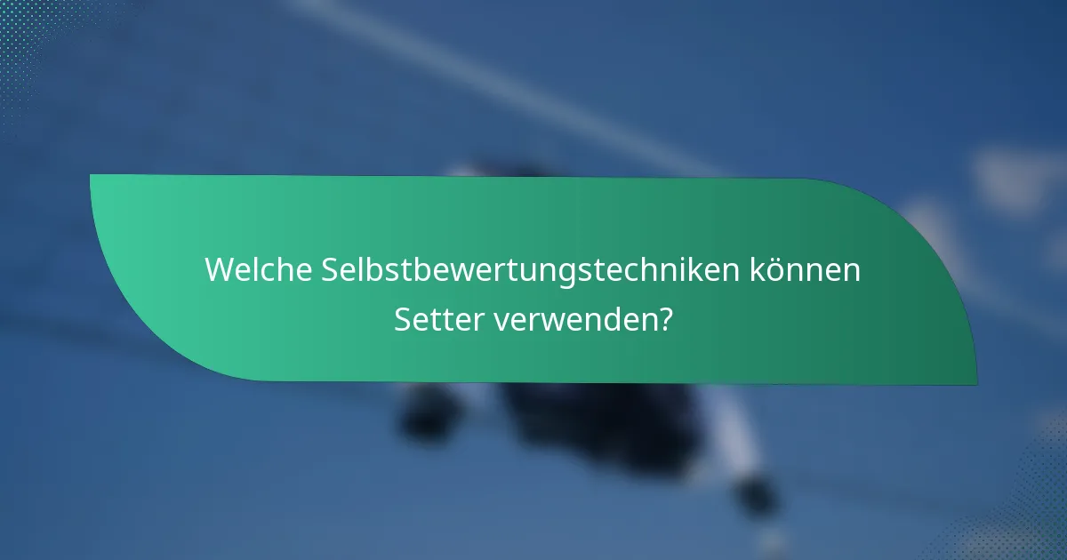 Welche Selbstbewertungstechniken können Setter verwenden?
