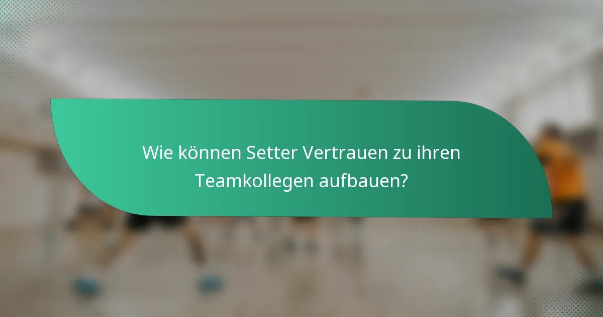Wie können Setter Vertrauen zu ihren Teamkollegen aufbauen?